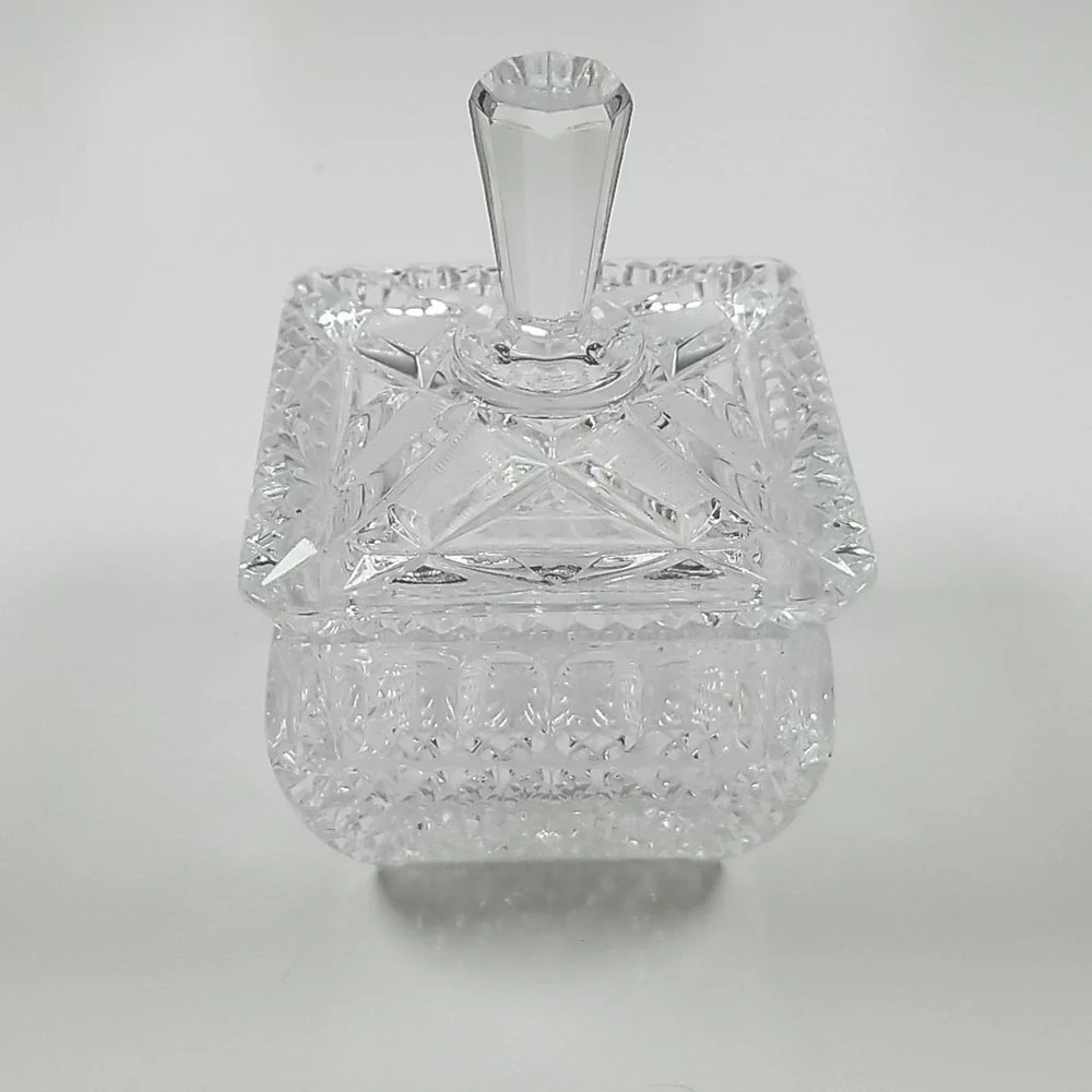 Vintage Clear Cut Lead Crystal Sugar, Jam or Jelly Bowl with Lid